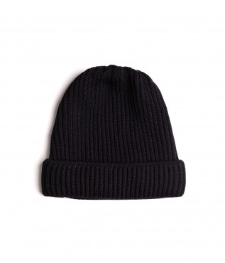 Bonnet en laine mérinos noir Berteil