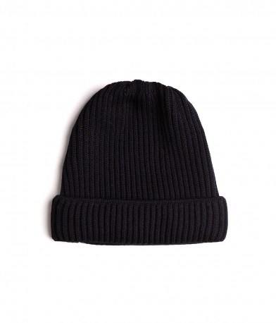 Bonnet en laine mérinos noir Berteil