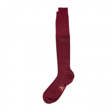 Chaussettes longues fines en mérinos bordeaux