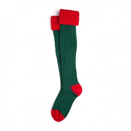 Chaussettes de chasse vert et rouge