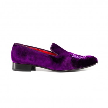 Mocassins velours kensington aubergine berteil