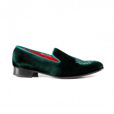 Mocassins velours kensington vert sapin berteil