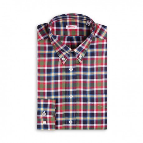 Chemise col boutonné à carreaux fantaisies