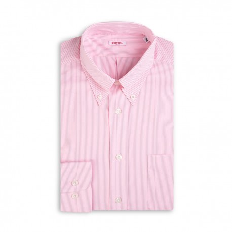 Chemise col boutonné unie rose