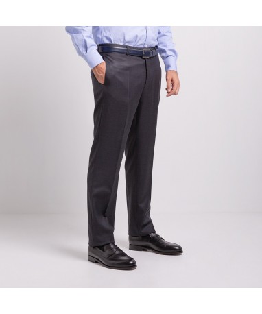 Pantalon ajusté en laine gris anthracite