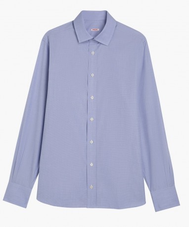 Chemise ajustée petit col unie bleue