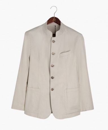 Veste Ghandi en coton et lin ecru berteil
