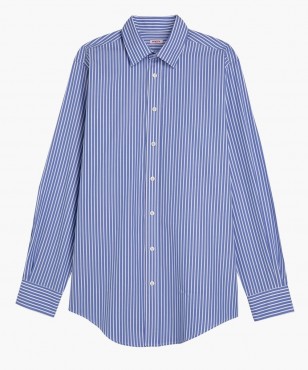 Chemise col classique à rayures bleues berteil