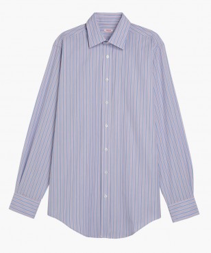 Chemise col classique à rayures tricolores berteil