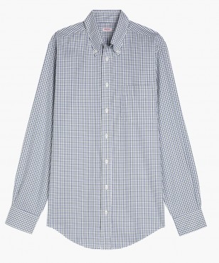 Chemise col boutonné à fenêtres bleues et vertes