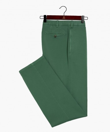 Pantalon ajusté en coton vert pomme berteil