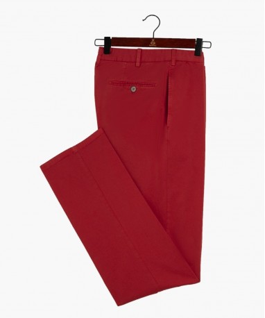 Pantalon ajusté en coton rouge berteil
