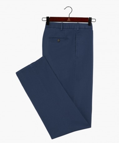Pantalon ajusté en coton marine clair