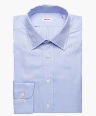 Chemise col classique gaufrée bleue Berteil