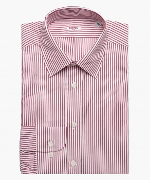 Chemise col classique à rayures rouges
