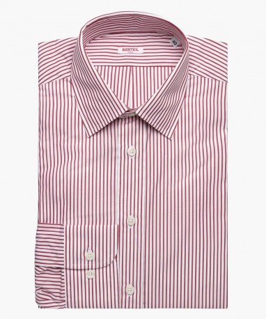 Chemise col classique à rayures rouges Berteil