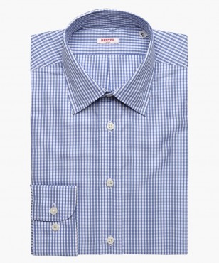 Chemise col classique vichy bleue Berteil