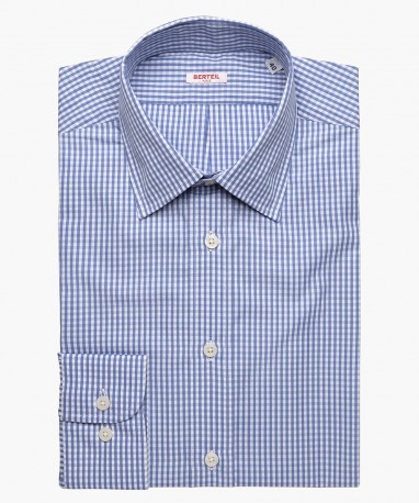 Chemise col classique vichy bleue Berteil