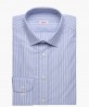 Chemise ajustée petit col à rayures blanches et bleues Berteil