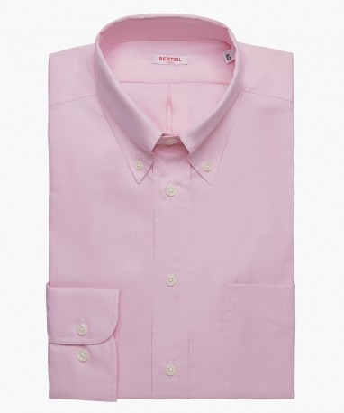 Chemise col boutonné unie rose Berteil