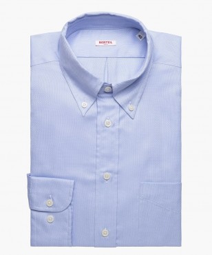 Chemise col boutonné gaufrée ciel Berteil