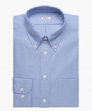 Chemise col boutonné unie bleue Berteil
