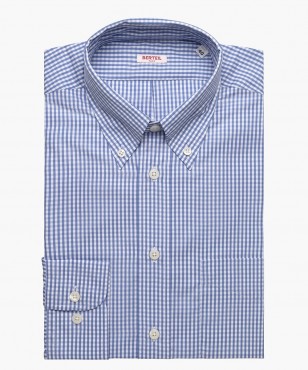 Chemise col boutonné vichy bleue Berteil