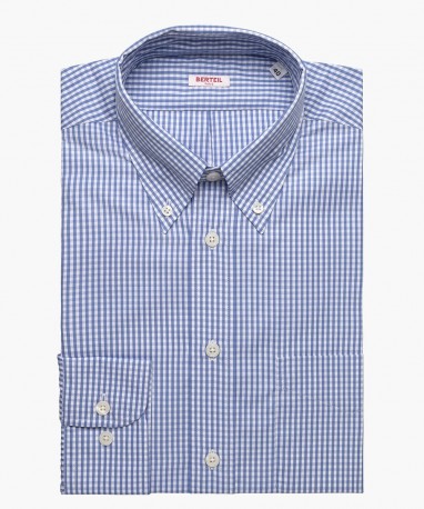 Chemise col boutonné vichy bleue Berteil