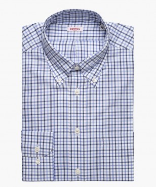 Chemise col boutonné à carreaux bleues Berteil