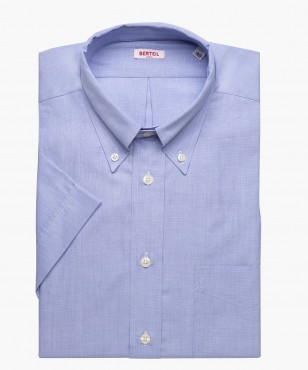 Chemisette col boutonné unie fil à fil bleue