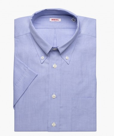 Chemisette col boutonné unie fil à fil bleue berteil
