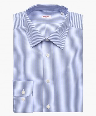 Chemise col classique à rayures bleues berteil 