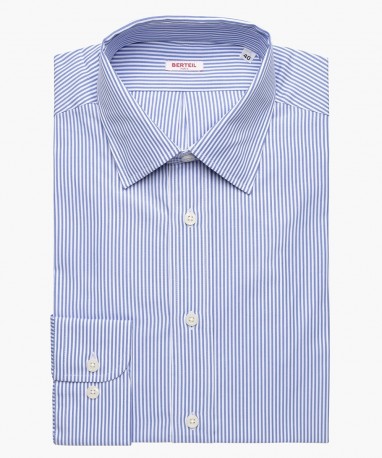 Chemise col classique à rayures bleues berteil 