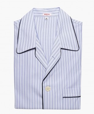 Pyjama en coton à rayures bleues