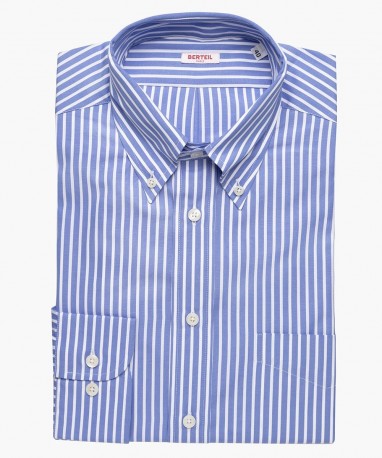 Chemise col boutonné à rayures bleues berteil