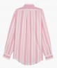 Chemise col boutonné en coton et lin à rayures roses
