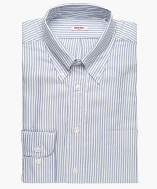 Chemise col boutonné unie à rayures bleues berteil