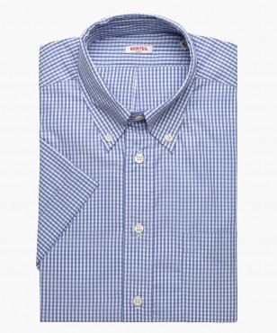 Chemisette col boutonné à vichy bleu