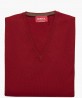Pull col V en laine merinos brique berteil