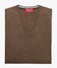 Pull col V en laine merinos beige berteil