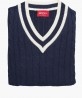 Pull col V coton marine