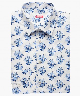 Chemise ajustée petit col fleurie berteil
