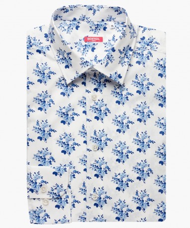 Chemise ajustée petit col fleurie berteil