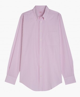 Chemise col boutonné à rayures roses berteil