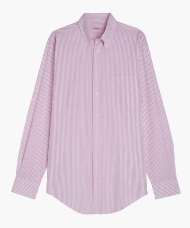 Chemise col boutonné à rayures roses berteil