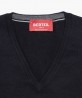 Pull col V en laine merinos bleu marine berteil