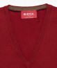 Pull col V en laine merinos brique