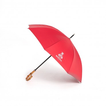 Parapluie traditionnel rouge manche bambou berteiel