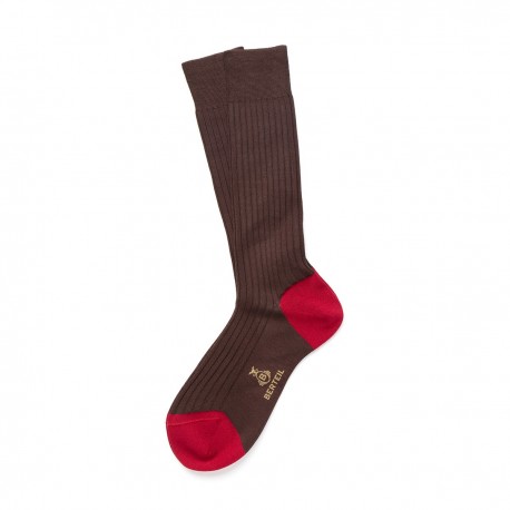 Chaussettes bicolores fil d'écosse marron