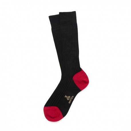 Chaussettes bicolores fil d'ecosse noires